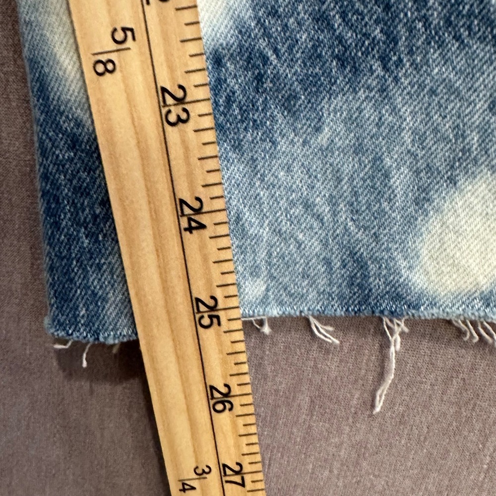 Revice Denim Jeans 29 Blue Cloud Wash Bleach Straight Leg Festival Altered Crop - Picture 8 of 10